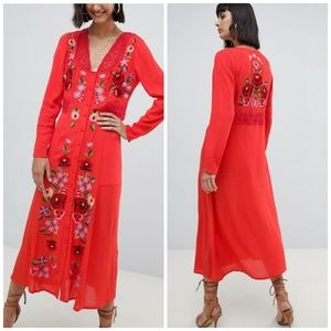 ASOS DESIGN embroidered Long Sleeve Maxi Dress